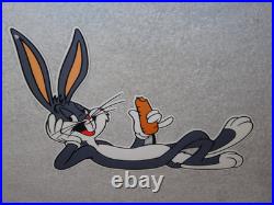 Vintage Bugs Bunny With Carrot Porcelain Metal Cartoon Tv Show Looney Tunes Sign