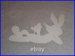 Vintage Bugs Bunny With Carrot Porcelain Metal Cartoon Tv Show Looney Tunes Sign