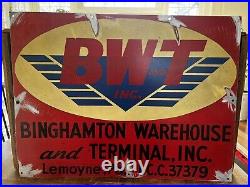 Vintage Bunghamton Warehouse & Terminal Metal Sign Mancave Collectible Old 24x18