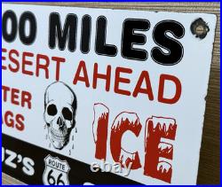 Vintage Buz's Us Route 66 Porcelain Sign Skull Metal Highway Gas Station Oil