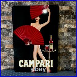 Vintage CAMPARI Woman with Red Fans Heavy Metal Sign24x16 (60x40 cm)
