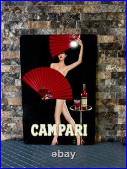 Vintage CAMPARI Woman with Red Fans Heavy Metal Sign24x16 (60x40 cm)