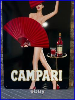 Vintage CAMPARI Woman with Red Fans Heavy Metal Sign24x16 (60x40 cm)