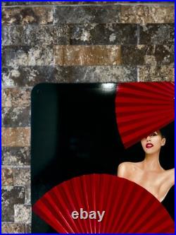 Vintage CAMPARI Woman with Red Fans Heavy Metal Sign24x16 (60x40 cm)