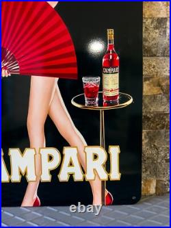 Vintage CAMPARI Woman with Red Fans Heavy Metal Sign24x16 (60x40 cm)