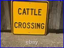 Vintage CATTLE CROSSING Sign Original Embossed Antique Farm Dairy Poultry Metal