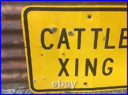 Vintage CATTLE CROSSING Sign Original cow road Sign Rustic Antique Farm sign
