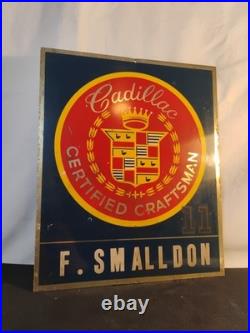 Vintage Cadillac Certified Craftsman Metal Sign Mechanic Auto Shop 10 X 12
