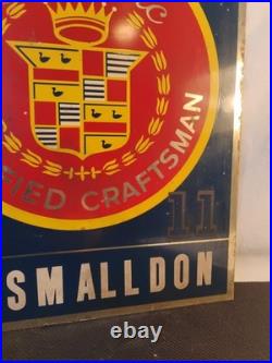 Vintage Cadillac Certified Craftsman Metal Sign Mechanic Auto Shop 10 X 12