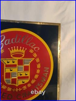 Vintage Cadillac Certified Craftsman Metal Sign Mechanic Auto Shop 10 X 12