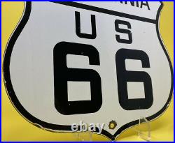 Vintage California Us Route 66 Porcelain Metal Highway Sign Gas Oil Road Shield