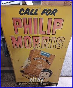 Vintage Call For Phillip Morris Embossed Metal Sign. Dimensions In Description