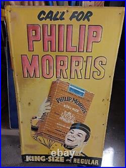 Vintage Call For Phillip Morris Embossed Metal Sign. Dimensions In Description