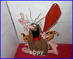 Vintage Captain Caveman & The Teen Angels Cavey Cartoon Metal Gasoline Oil Sign