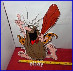Vintage Captain Caveman & The Teen Angels Cavey Cartoon Metal Gasoline Oil Sign