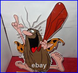 Vintage Captain Caveman & The Teen Angels Cavey Cartoon Metal Gasoline Oil Sign