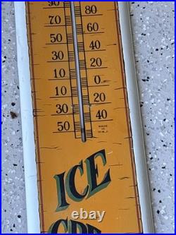 Vintage Carlo Peruzzi Ice Cream Metal Sign Thermometer Advertising 38x8 USA