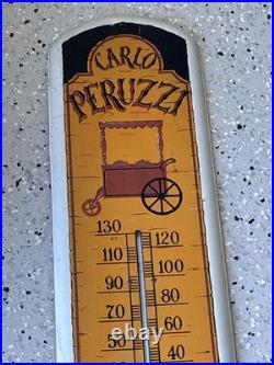 Vintage Carlo Peruzzi Ice Cream Metal Sign Thermometer Advertising 38x8 USA
