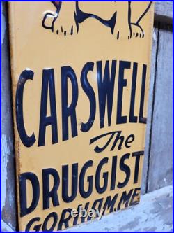 Vintage Carswell Sign Old Embossed Metal Animal Veterinary Remedies Pet Dog 29