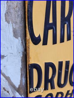 Vintage Carswell Sign Old Embossed Metal Animal Veterinary Remedies Pet Dog 29