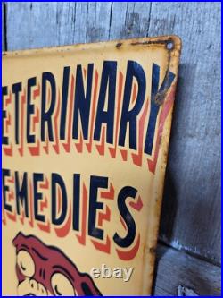 Vintage Carswell Sign Old Embossed Metal Animal Veterinary Remedies Pet Dog 29