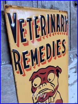 Vintage Carswell Sign Old Embossed Metal Animal Veterinary Remedies Pet Dog 29