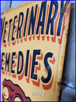 Vintage Carswell Sign Old Embossed Metal Animal Veterinary Remedies Pet Dog 29