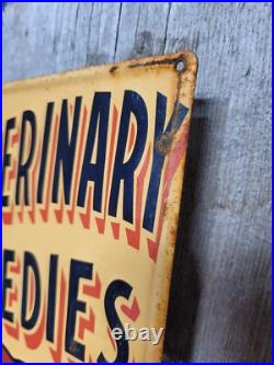 Vintage Carswell Sign Old Embossed Metal Animal Veterinary Remedies Pet Dog 29