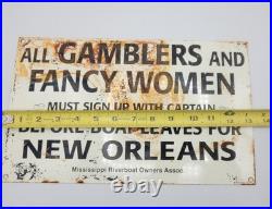 Vintage Casino Gambling Riverboat Rustic Porcelain Enameled Metal Sign