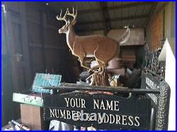 Vintage Cast Aluminum Jumping Buck Address Sign Display