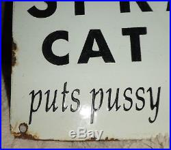 Vintage Cat Food Sign Spratts Metal Enamel Puts Pussy into fine form 1920's