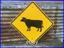 Vintage Cattle Crossing Sign Cow Metal Highway Road Sign Old Street Sign 33 Inch