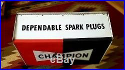 Vintage Champion Spark Plug Sign Metal Cabinet Box VERY NICE