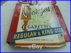 Vintage Chesterfield Cigarettes 2-sided Flange Metal Advertising Sign