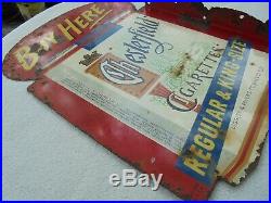 Vintage Chesterfield Cigarettes 2-sided Flange Metal Advertising Sign