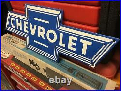 Vintage Chevrolet Bowtie Metal Porcelain Sign