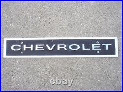 Vintage Chevrolet Embossed Aluminum With Chrome Letters Plaque Sign 27 W x41/4