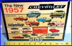 Vintage Chevrolet New Beautiful 1957 Chevy's 12 Gas Oil Advertising Sign Metal