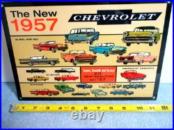 Vintage Chevrolet New Beautiful 1957 Chevy's 12 Gas Oil Advertising Sign Metal