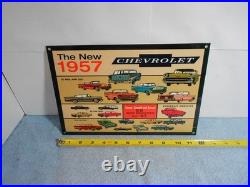 Vintage Chevrolet New Beautiful 1957 Chevy's 12 Gas Oil Advertising Sign Metal