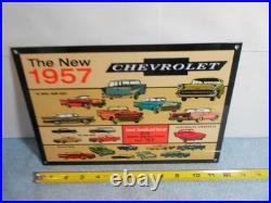 Vintage Chevrolet New Beautiful 1957 Chevy's 12 Gas Oil Advertising Sign Metal