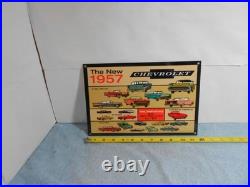 Vintage Chevrolet New Beautiful 1957 Chevy's 12 Gas Oil Advertising Sign Metal