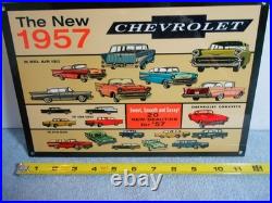 Vintage Chevrolet New Beautiful 1957 Chevy's 12 Gas Oil Advertising Sign Metal