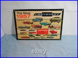 Vintage Chevrolet New Beautiful 1957 Chevy's 12 Gas Oil Advertising Sign Metal