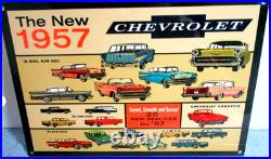 Vintage Chevrolet New Beautiful 1957 Chevy's 12 Gas Oil Advertising Sign Metal