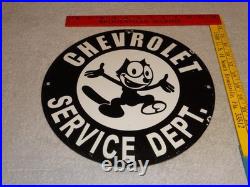 Vintage Chevrolet Service Department Felix The Cat 11 3/4 Porcelain Metal Sign