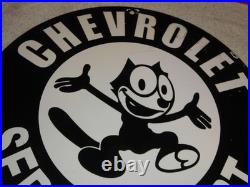 Vintage Chevrolet Service Department Felix The Cat 11 3/4 Porcelain Metal Sign