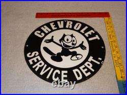 Vintage Chevrolet Service Department Felix The Cat 11 3/4 Porcelain Metal Sign