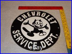 Vintage Chevrolet Service Department Felix The Cat 11 3/4 Porcelain Metal Sign