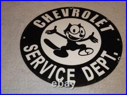 Vintage Chevrolet Service Department Felix The Cat 11 3/4 Porcelain Metal Sign